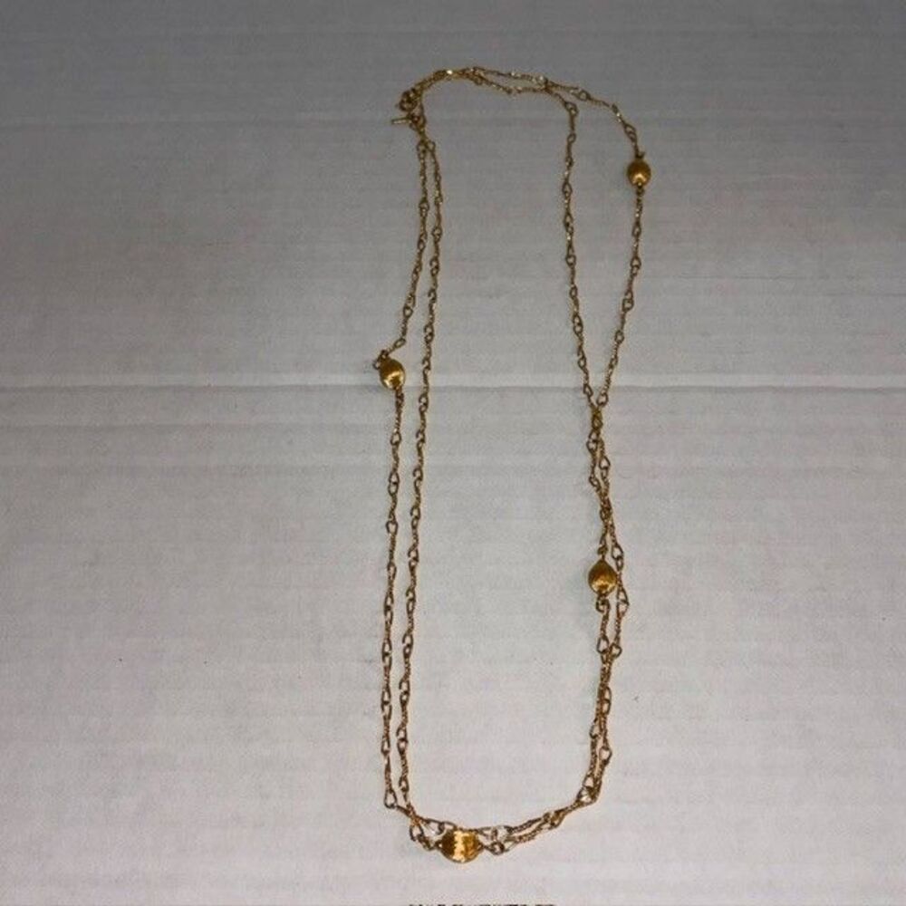 Vintage Monet 56" Wrap-Around Goldtone Bead Necklace